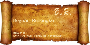 Bognár Reményke névjegykártya